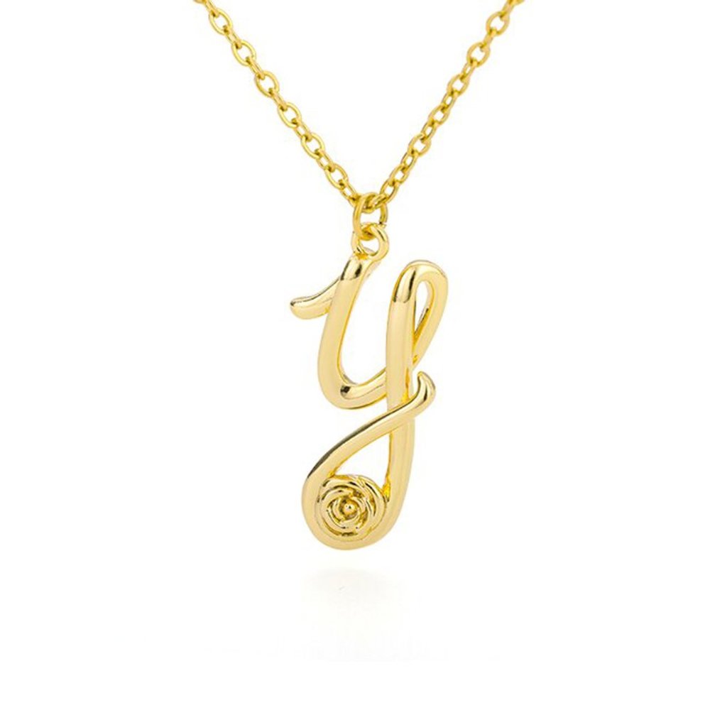 Letter Flower Necklace - Letter Y